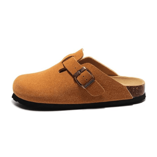 Boston Suede Comfort Clogs – Caramel