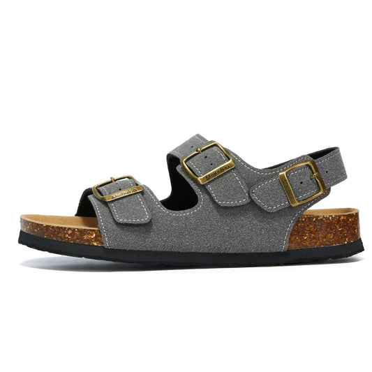 Amalfi Three-Strap Cork Sandals – Grey