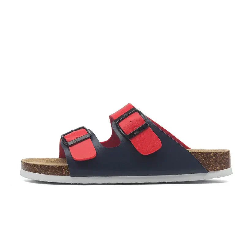 Maibulun Leather Arizona Sandals – Blue & Red