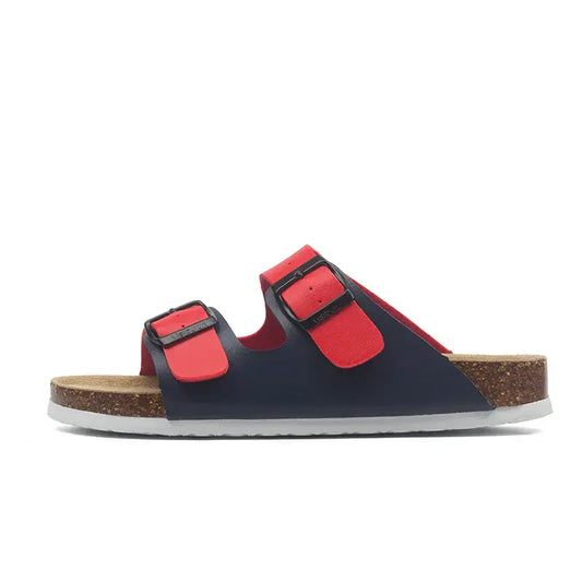 Maibulun Leather Arizona Sandals – Blue & Red