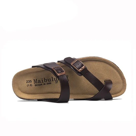 Milari Toe-Loop Cork Sandals – Brown