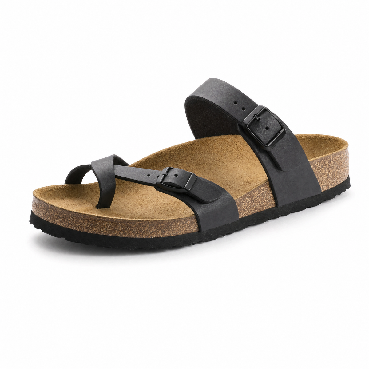 Milari Toe-Loop Cork Sandals – Black