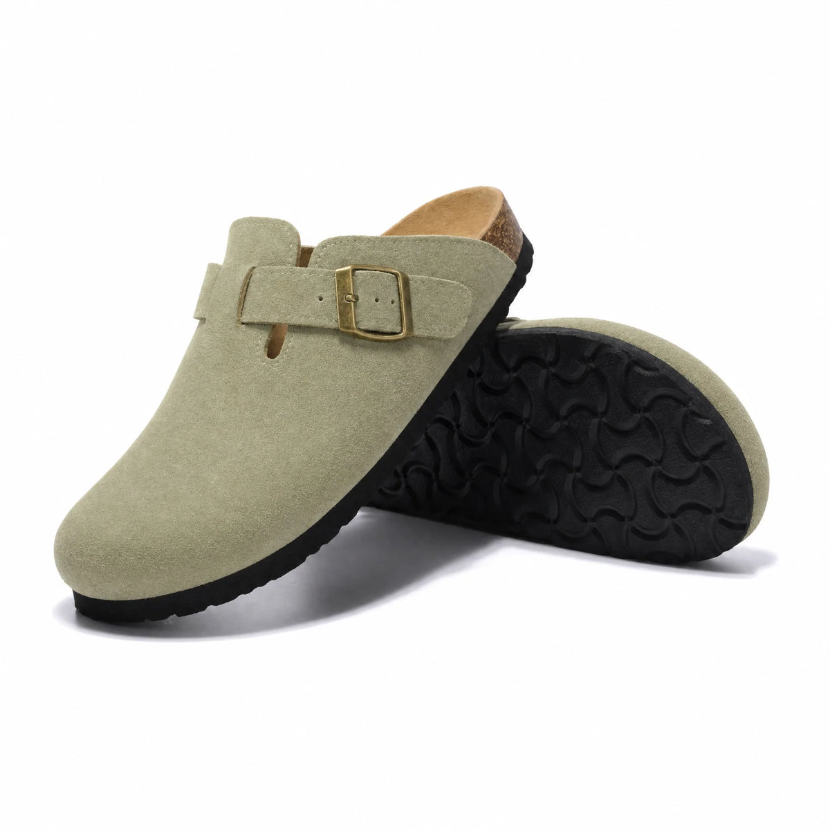 Boston Suede Comfort Clogs – Matcha Green