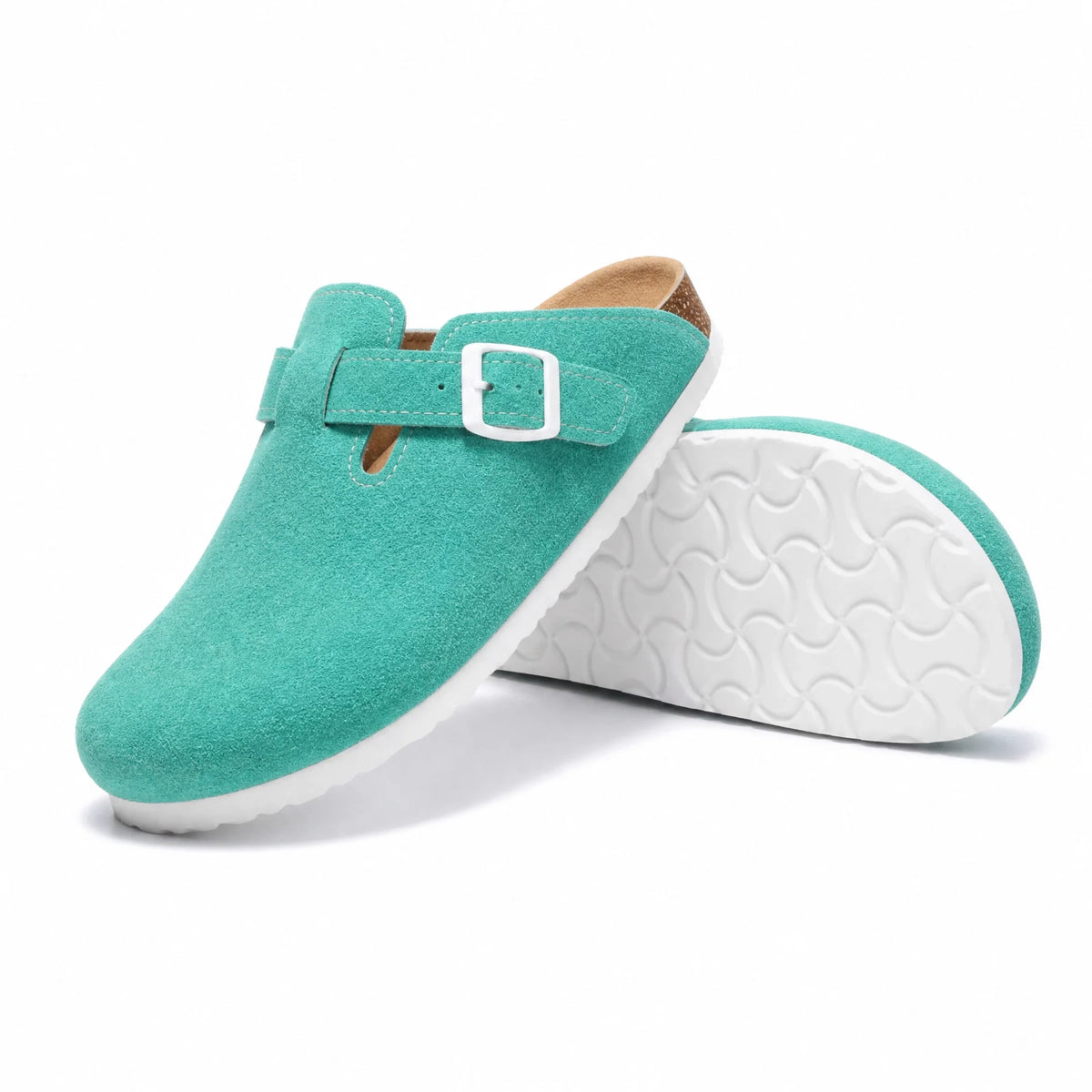 Boston Suede Comfort Clogs – Aqua