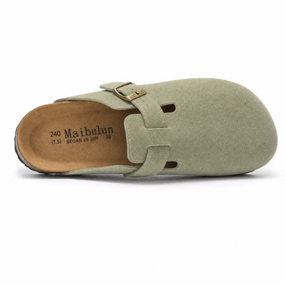 Boston Suede Comfort Clogs – Matcha Green