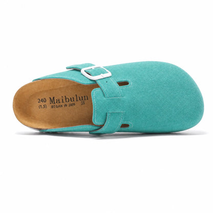 Boston Suede Comfort Clogs – Aqua