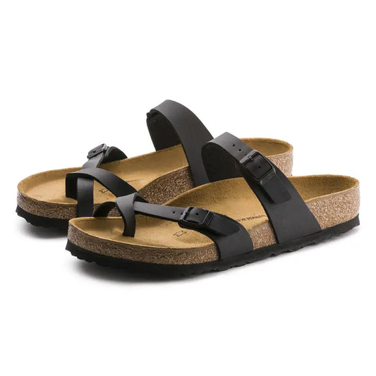 Milari Toe-Loop Cork Sandals – Black