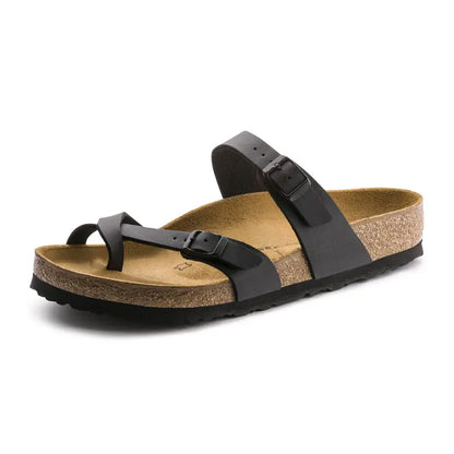 Milari Toe-Loop Cork Sandals – Black