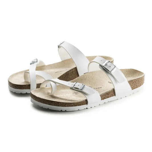 Milari Toe-Loop Cork Sandals – White