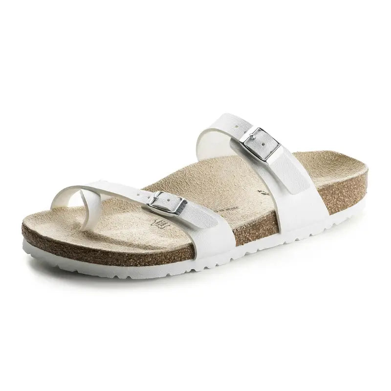 Milari Toe-Loop Cork Sandals – White
