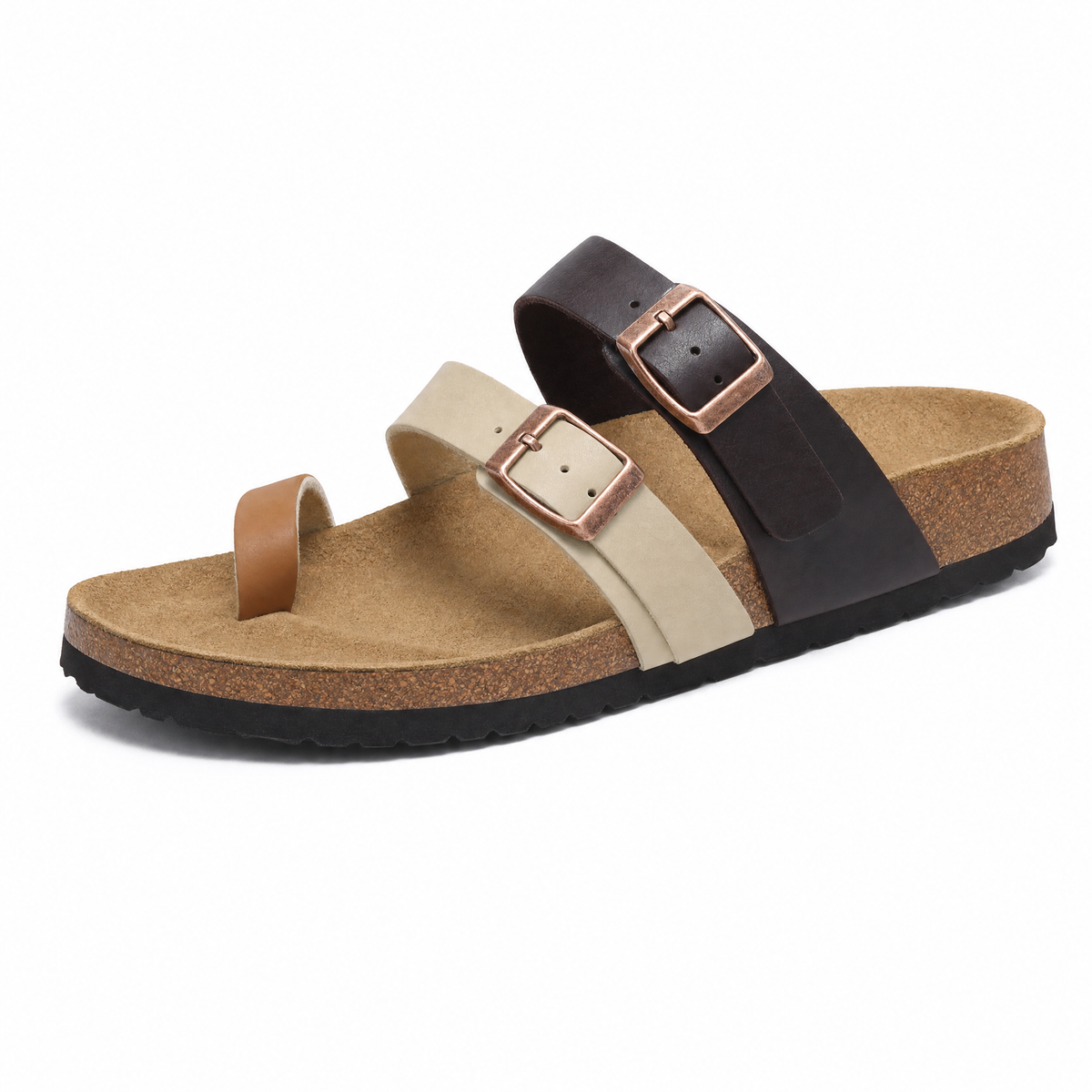 Milari Toe-Loop Cork Sandals – Brown Tones