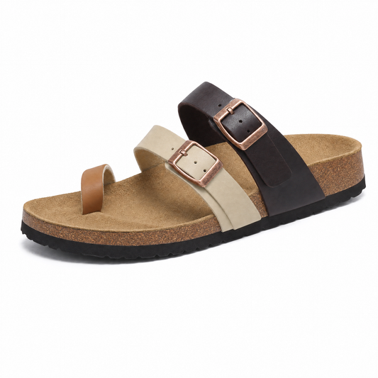 Milari Toe-Loop Cork Sandals – Brown Tones