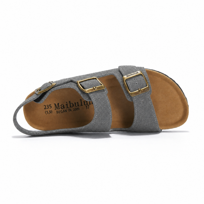 Amalfi Three-Strap Cork Sandals – Grey