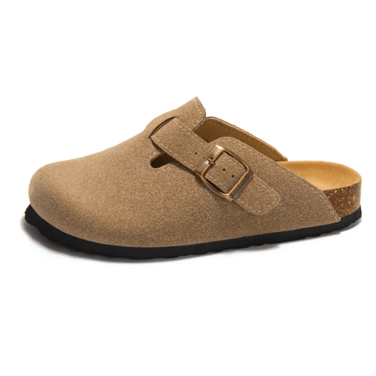 Boston Suede Comfort Clogs – Sand