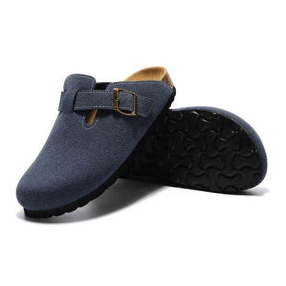 Boston Suede Comfort Clogs – Blue