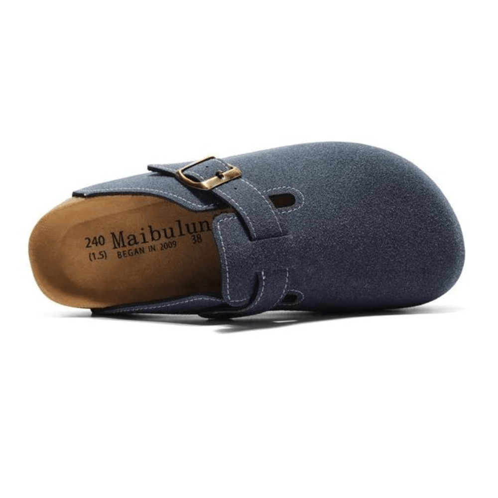 Boston Suede Comfort Clogs – Blue