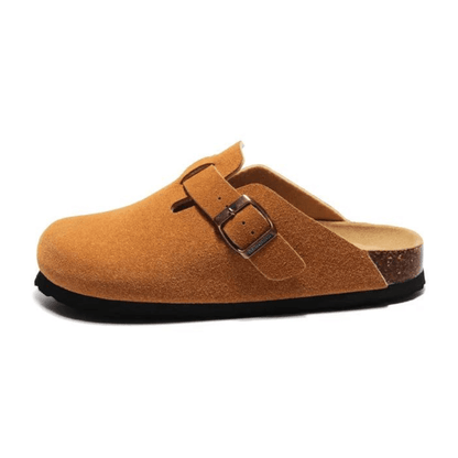 Boston Suede Comfort Clogs – Caramel