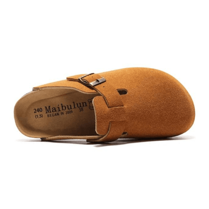 Boston Suede Comfort Clogs – Caramel