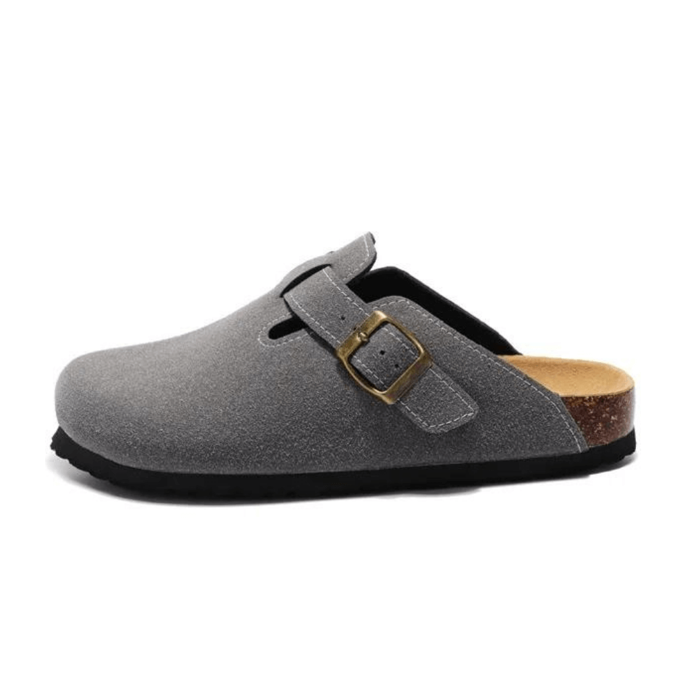 Boston Suede Comfort Clogs – Dark Grey
