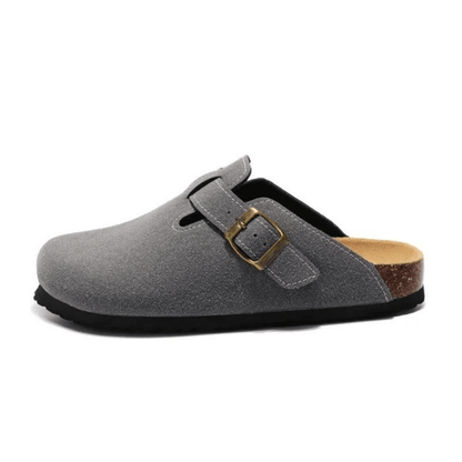 Boston Suede Comfort Clogs – Dark Grey