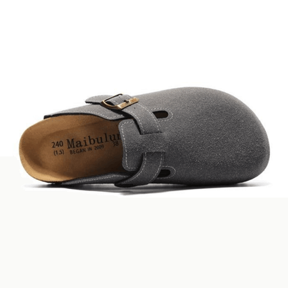Boston Suede Comfort Clogs – Dark Grey