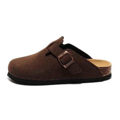 Boston Suede Comfort Clogs – Dark Brown