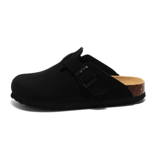 Boston Suede Comfort Clogs – Black