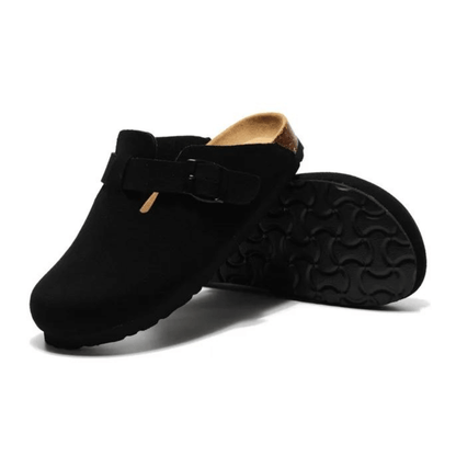Boston Suede Comfort Clogs – Black