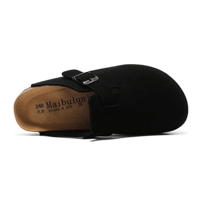 Boston Suede Comfort Clogs – Black