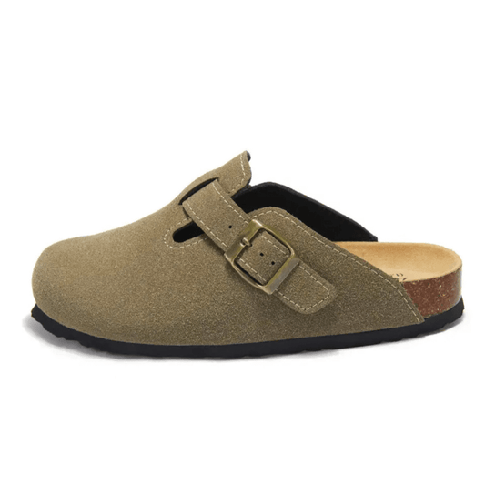 Boston Suede Comfort Clogs – Moss Green
