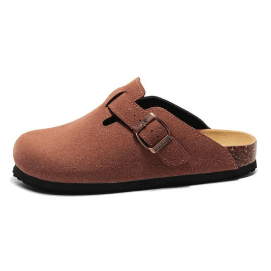 Boston Suede Comfort Clogs – Chestnut