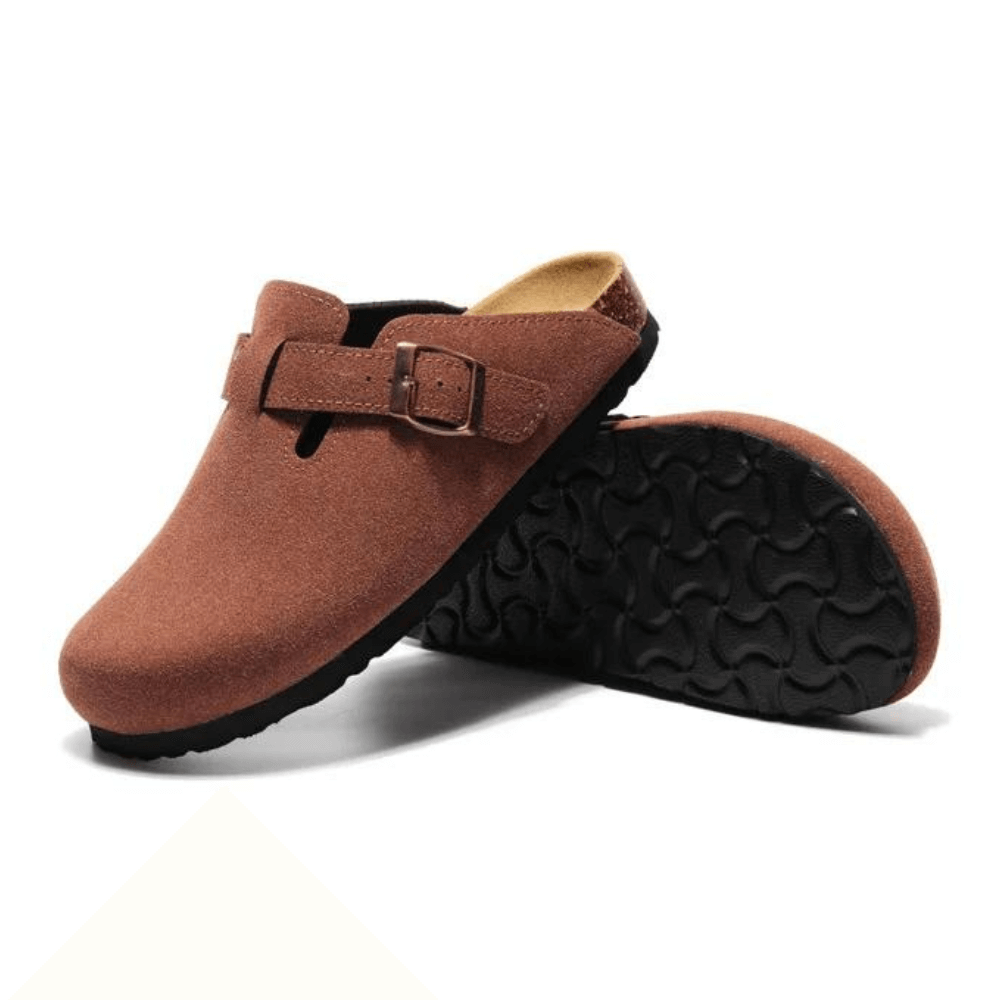 Boston Suede Comfort Clogs – Chestnut