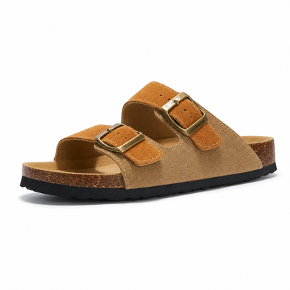 Maibulun Suede Arizona Sandals – Light Brown & Caramel