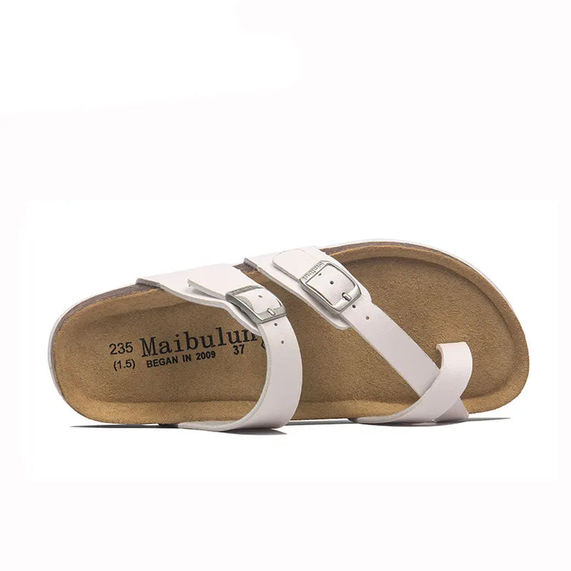 Milari Toe-Loop Cork Sandals – White