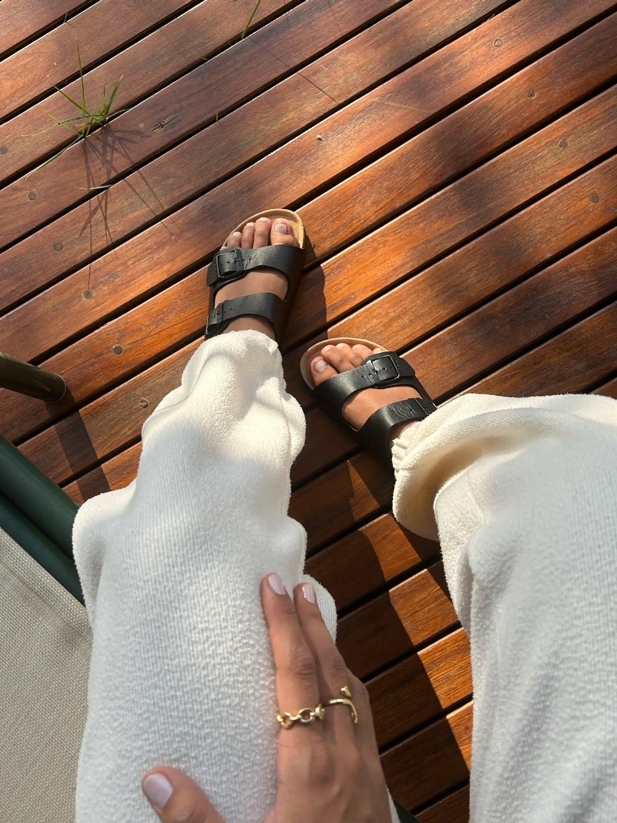 Maibulun Leather Arizona Sandals – Black