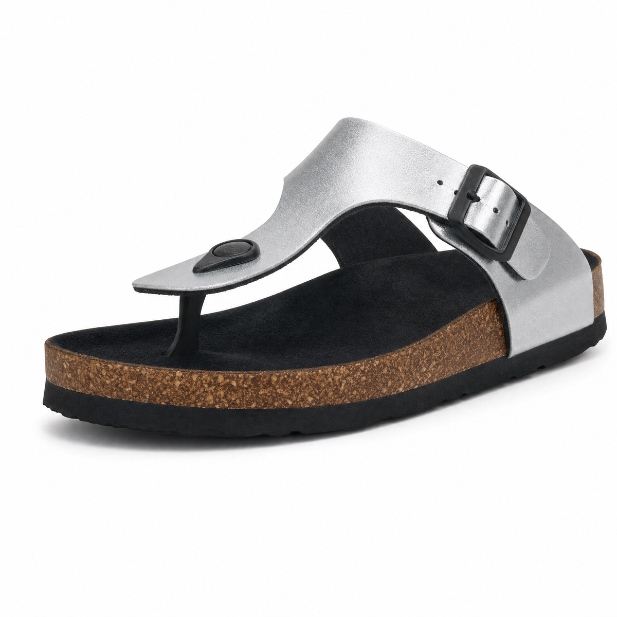 Miramare Thong Cork Sandals – Silver