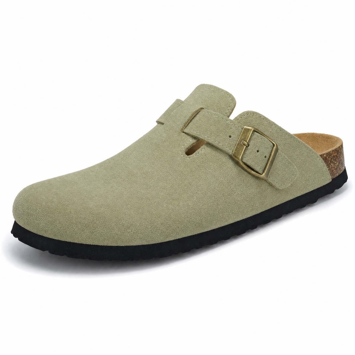 Boston Suede Comfort Clogs – Matcha Green