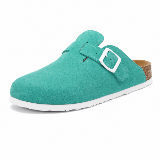 Boston Suede Comfort Clogs – Aqua