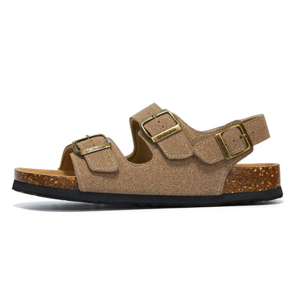 Amalfi Three-Strap Cork Sandals – Sand