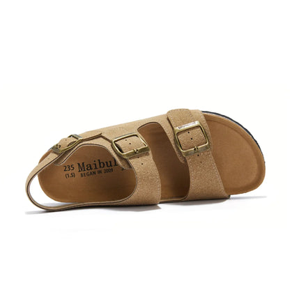 Amalfi Three-Strap Cork Sandals – Light Brown