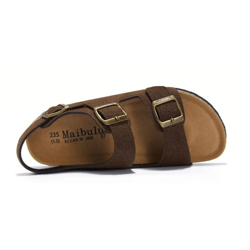Amalfi Three-Strap Cork Sandals – Dark Brown