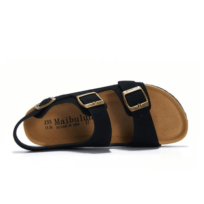 Amalfi Three-Strap Cork Sandals – Black
