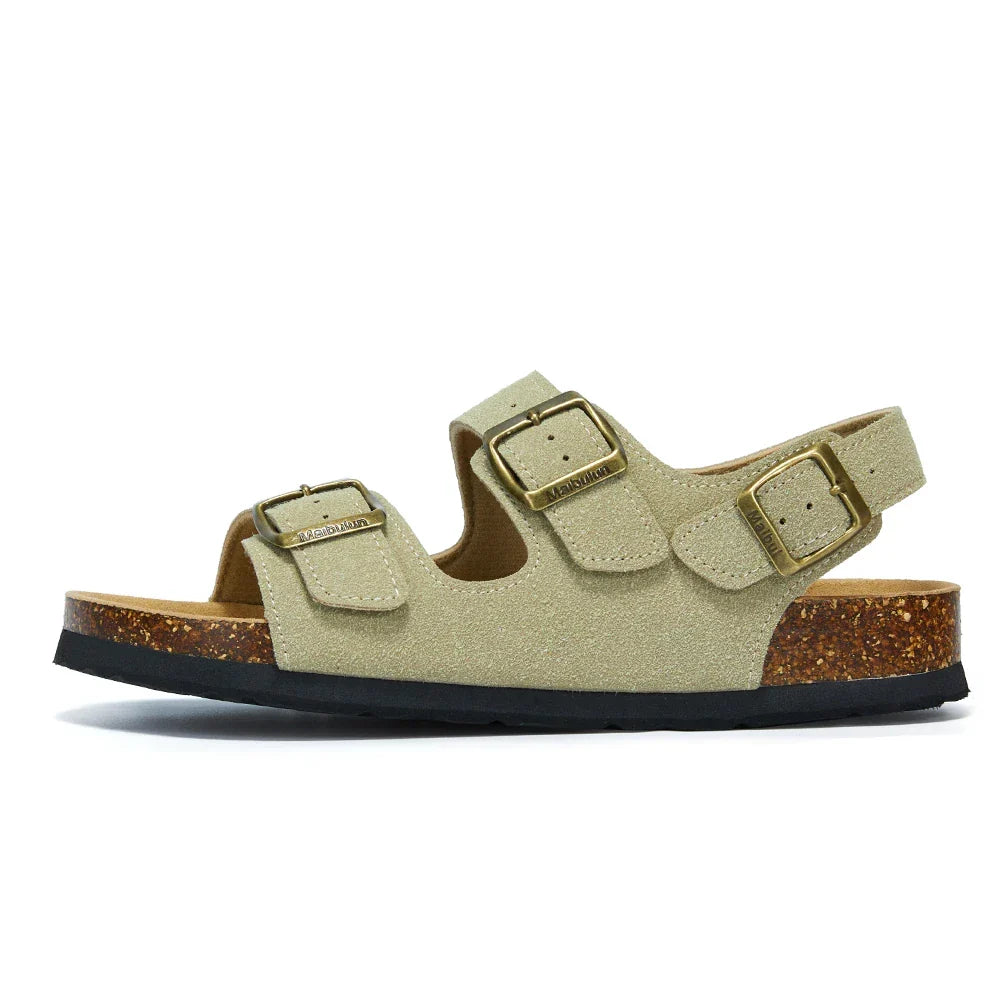 Amalfi Three-Strap Cork Sandals – Green