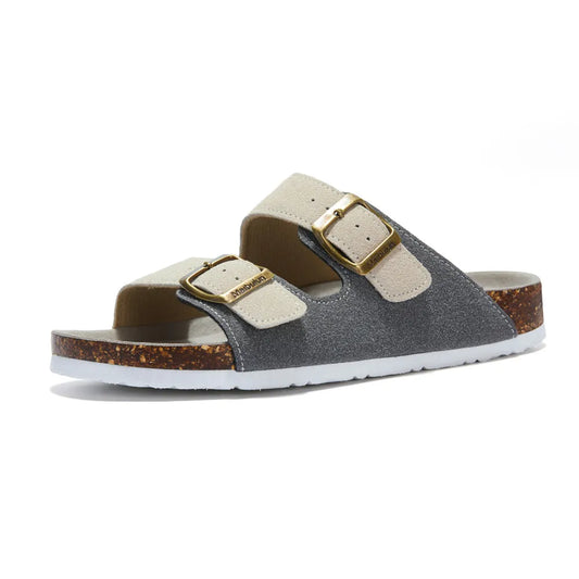 Maibulun Suede Arizona Sandals – Grey & Cream