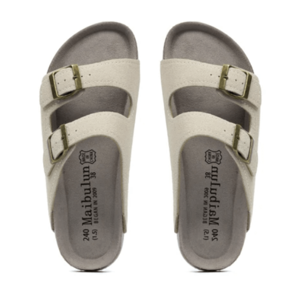 Maibulun Suede Arizona Sandals – Cream