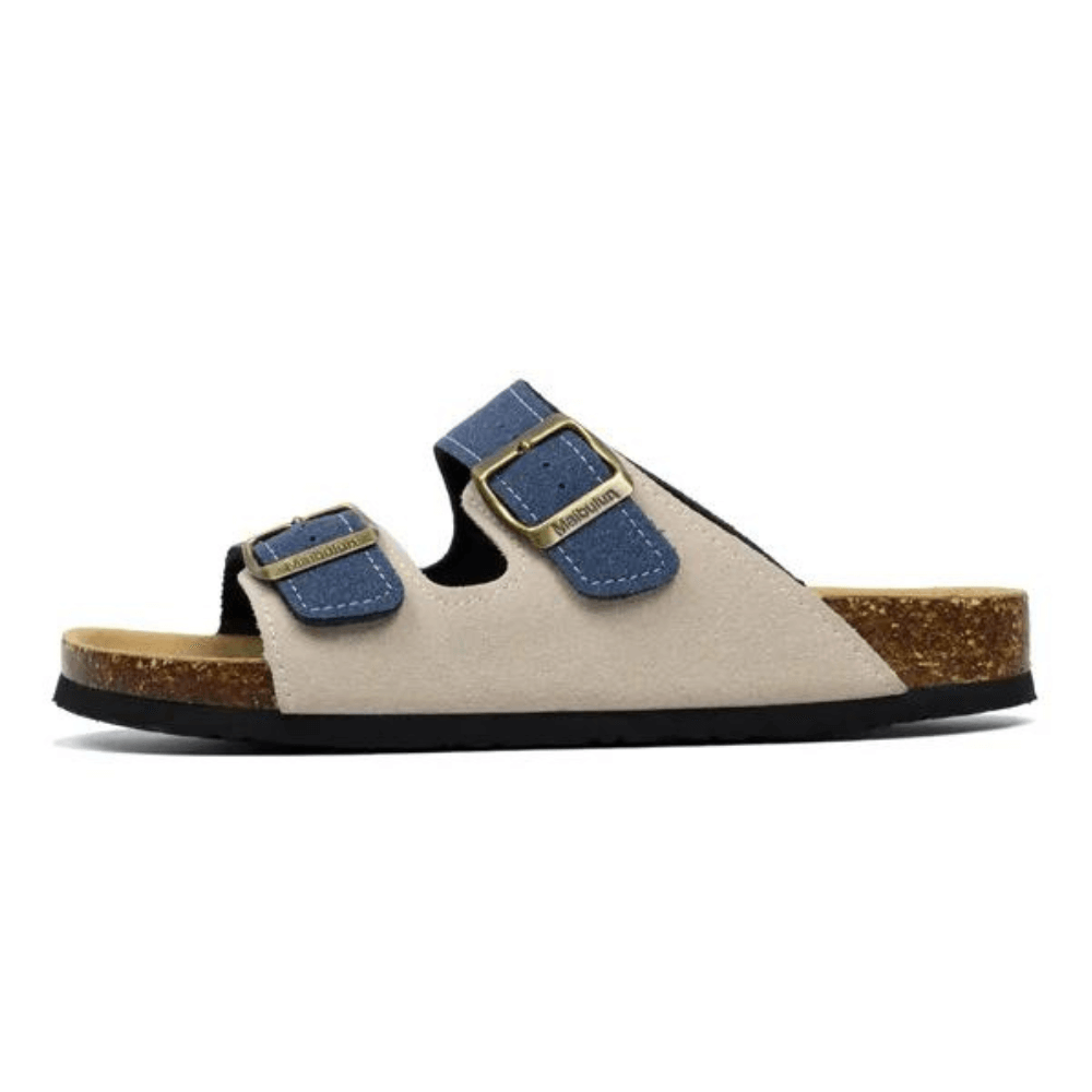 Maibulun Suede Arizona Sandals – Cream & Blue