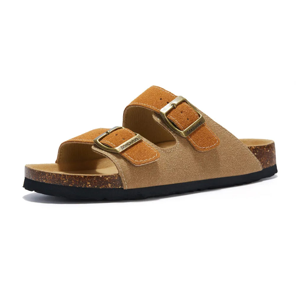 Maibulun Suede Arizona Sandals – Light Brown & Caramel