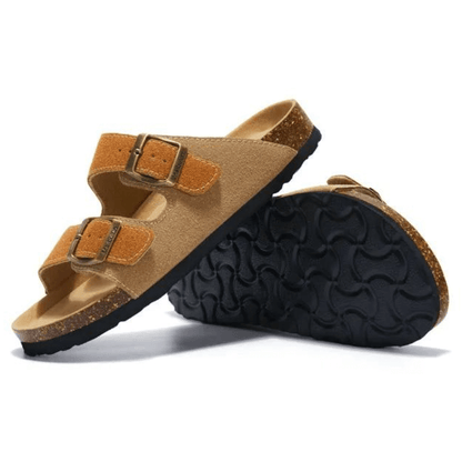 Maibulun Suede Arizona Sandals – Light Brown & Caramel
