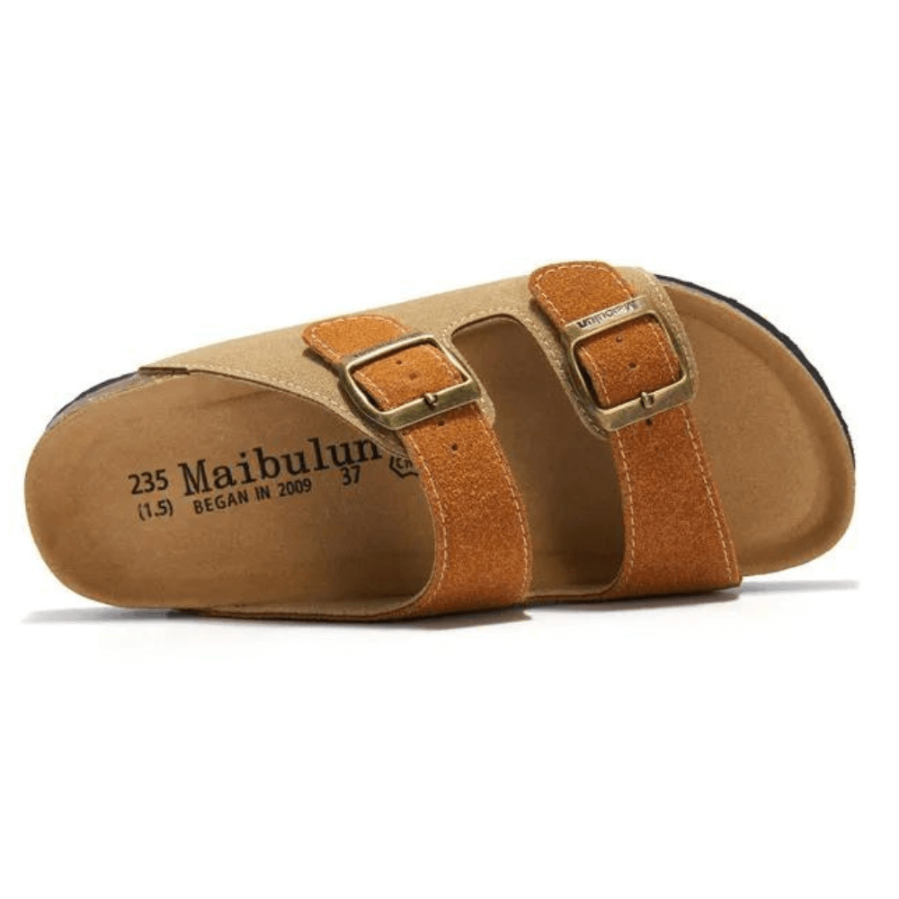 Maibulun Suede Arizona Sandals – Light Brown & Caramel
