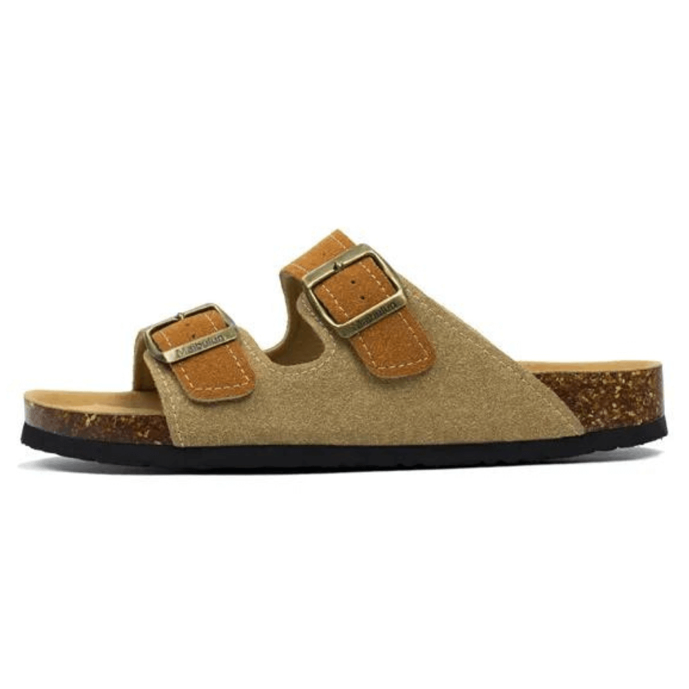 Maibulun Suede Arizona Sandals – Light Brown & Caramel